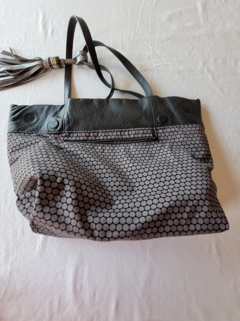 Brighton Black & Blue Leather Shoulder Bag with Tassel - Picture 6 of 13